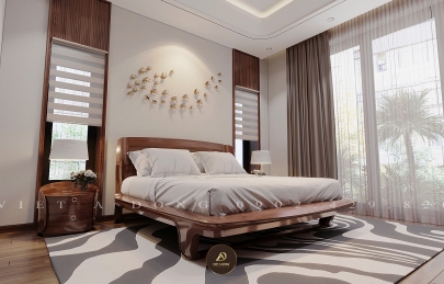 5+ Mẫu nội thất phòng ngủ gỗ óc chó Việt Á Đông đang hot nhất năm 2025 hiện nay